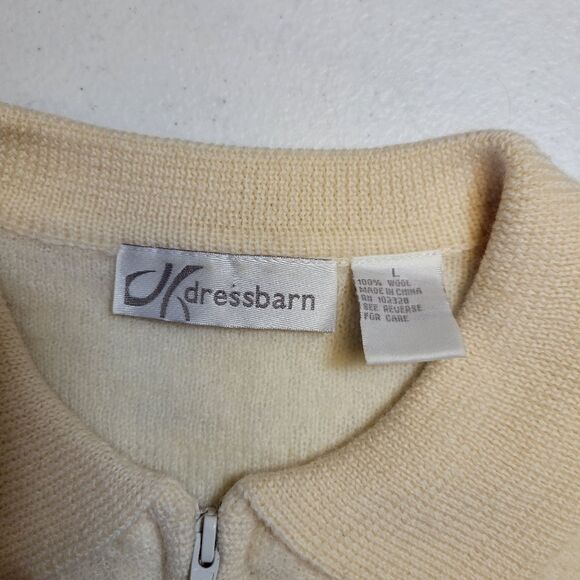 Dressbarn Wool Cream Floral Embroidered Zip-Up Sweater Cardigan Jacket - Picture 12 of 12